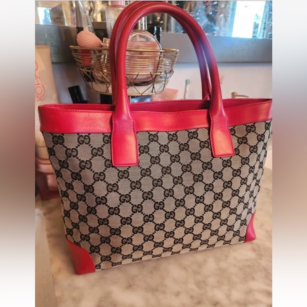 Gucci Tote Bag in Red and Gray